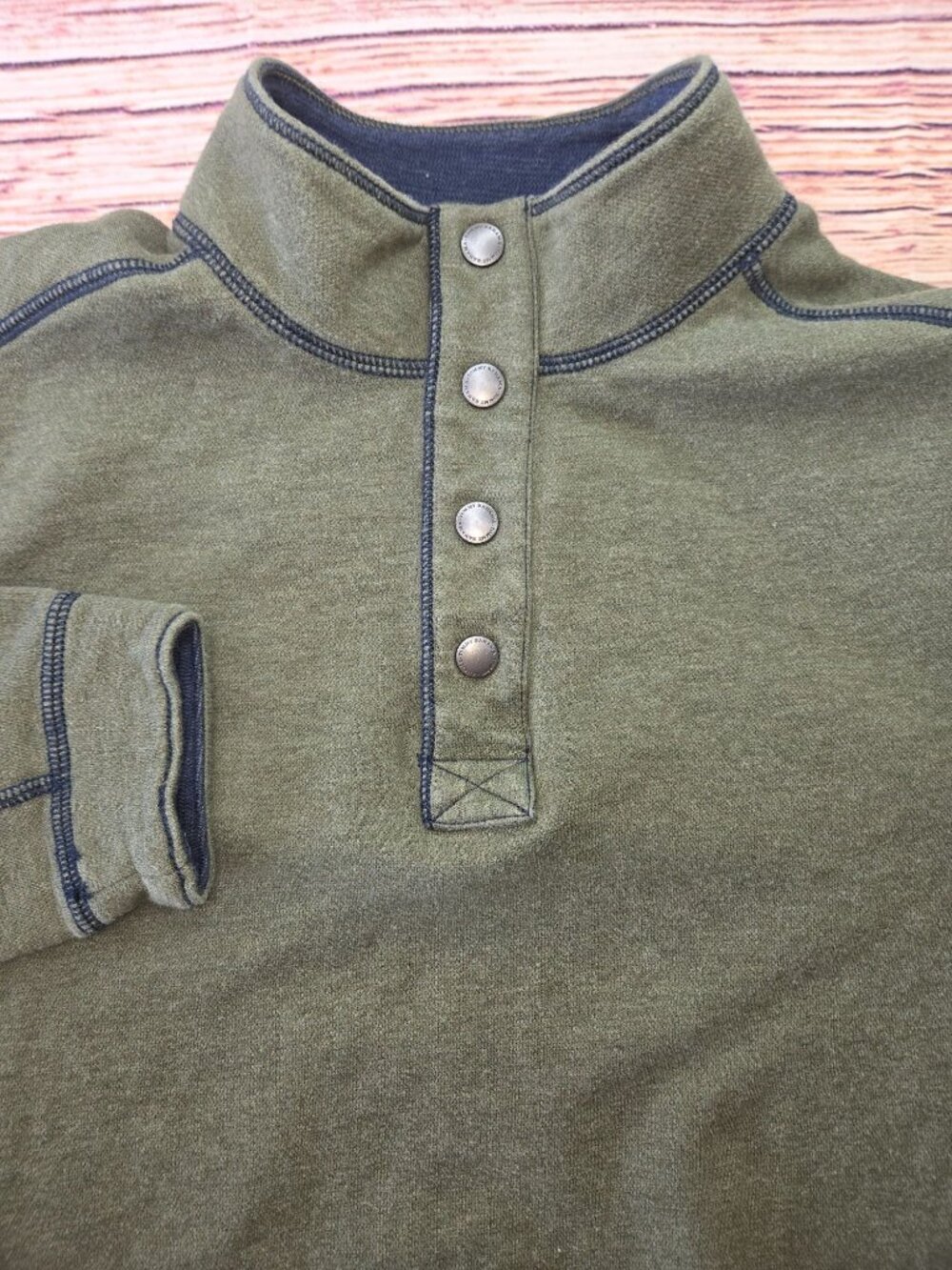 Tommy Bahama Olive Green Quarter-Snap Sweater XL
